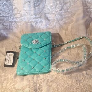 Badgley Mischka Aqua Quilted Crossbody